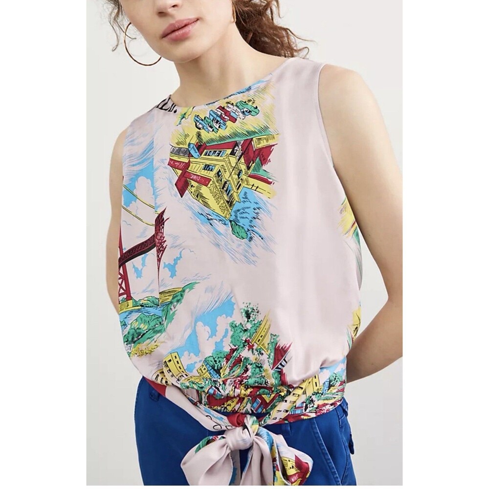 Anthropologie Tiny Wrap Top Pink Women Postcard Vacay Size XS
